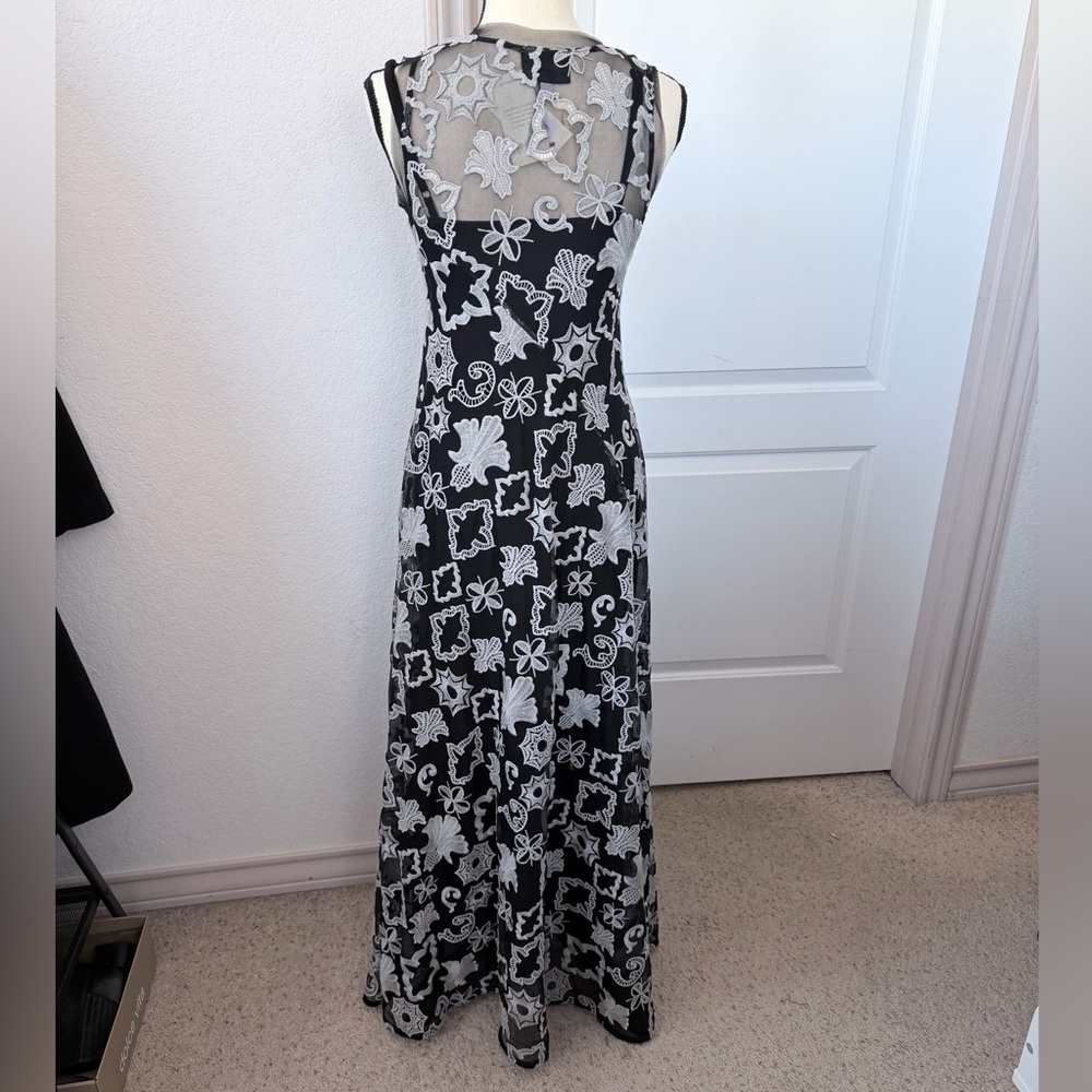 Johnny Was MAZZY BIAS SLIP DRESS V-Neck Black Gray Lined Patterned Maxi NWT XS - Picture 6 of 9